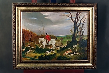 Серия картин на тему охоты в багетных рамах на холсте