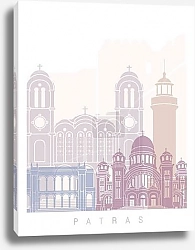 Постер Пастельный закат Патры: силуэты города у моря