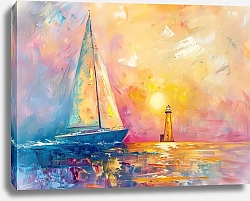 Постер The sun hides behind the lighthouse