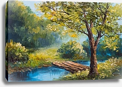Постер Мостик через лесной ручей