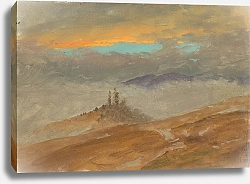 Постер Черч Фредерик Зимний пейзаж, вид на холм Зуарри, сумерки