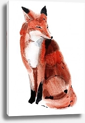 Постер Милая спящая лиса внутри венца ветвей