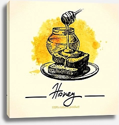 Постер Хлеб с медом на желтой кляксе