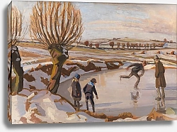 Постер Сиберг Фриц Vinteren er kommet. Landskab med skøjteløbere