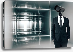 Постер Бизнесмен с головой - камерой видеонаблюдения