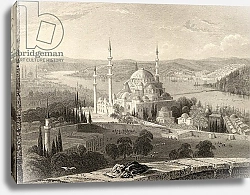 Постер Бартлет Уильям (последователи, грав) Mosque and Tomb of Sulieman, from the Seraskier's Tower, Istanbul, Turkey, engraved by H. Adlard