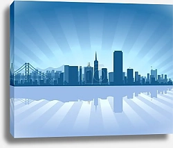 Постер Сан-Франциско: отражения небоскрёбов в водной глади залива