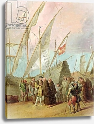 Постер Школа: Испанская 19в. Departure of Christopher Columbus from Palos, detail of the central group