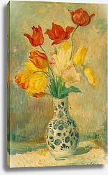 Постер Лебаск Анри Тюльпаны в вазе из дельфтской посуды