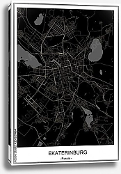 Постер План города Екатеринбург, Россия, в чёрном цвете