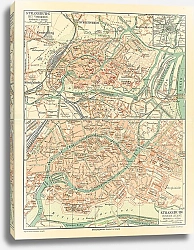Постер План окрестностей Страссбурга и план Страссбурга, конец 19 в. 1