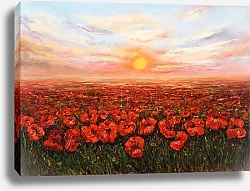 Постер Поле маков на закате 2