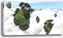 Постер Летающие острова в облаках