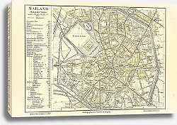 Постер План Милана, Италия, 1894г. 1