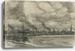 Постер Мигем Юджин Ван Redegezicht van Antwerpen, vanaf de Royerssluis