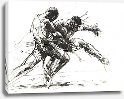 Постер Freestyle wrestlers in motion
