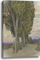 Постер Тома Ханс Кипарисы на вилле д'Эсте, под кронами деревьев хоровод из трех путти