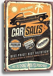 Постер Продажа автомобилей, ретро вывеска 