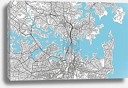 Постер Black and white vector city map of Sydney with well organized separated layers.