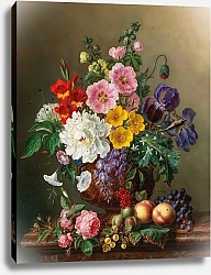 Постер Жаке Мари-Эфросин A Large Bouquet of Flowers with Peaches and Grapes