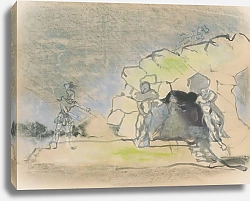 Постер Берар Кристиан Renaud et Armide – maquette de décor – grotte avec quatre personnages