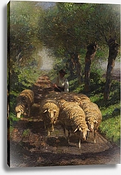 Постер Зюгеь Генрих Schäfer mit Herde bei Dachau, Späte