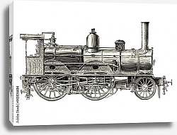 Постер Винтажный локомотив на белом фоне
