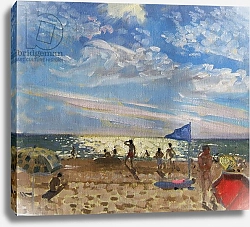 Постер Макара Эндрю (совр) Blue flag and red sun shade, Montalivet