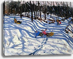 Постер Макара Эндрю (совр) Two boys falling off a sledge, Morzine