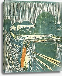 Постер Мунк Эдвард Girls on the Bridge; Madchen auf der Brucke, 1920