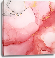 Постер Abstract pink and gray ink art 6