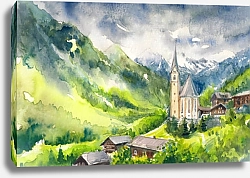 Постер Село Хайлигенблуте у подножия Альп в Австрии