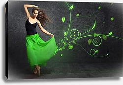 Постер Девушка, танцующая в зелёной юбке