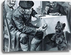 Постер Рейнер Поль Unidentified restaurant scene of man eating soup and another feeding dog