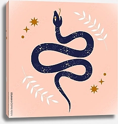 Постер Змея с тропической ветвью, звездами