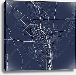 Постер План города Владикавказ, Россия, в синем цвете