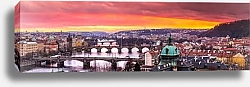Постер Чехия, Прага. Закат над центральной частью