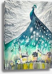 Постер Павлин как ночное небо над городом.