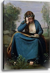 Постер Коро Жан (Jean-Baptiste Corot) The Reader Crowned with Flowers, or Virgil's Muse, 1845
