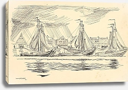 Постер Оортвейн Мартен Gezicht op de haven van Volendam vanaf het Markermeer.