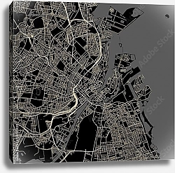 Постер План города Копенгаген, Дания, в черном цвете