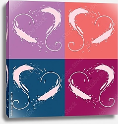 Постер Набор из 4 декоративных сердец