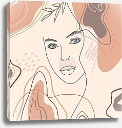 Постер Abstract woman portrait in modern linear minimalistic style