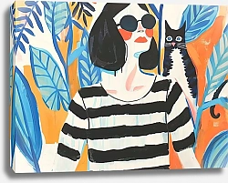 Постер Mysterious girl with a cat