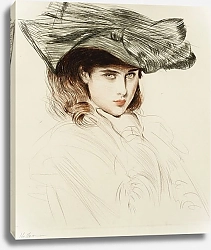 Постер Хеллеу Поль Portrait of a Young Lady with Hat