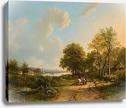 Постер Коеккок Баррен Flusslandschaft mit Reiter und Wanderern