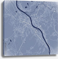 Постер План города Бонн, Германия, в синем цвете