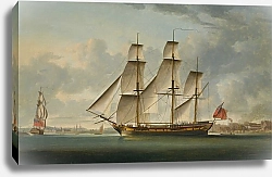 Постер Додд Роберт The East Indiaman Delaford, In Two Positions, Passing Deptford, The Royal Hospital At Greenwich Beyond