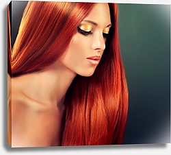 Постер Красивая девушка с длинными красными волосами