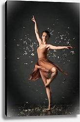 Постер Девушка танцует босиком с перьями